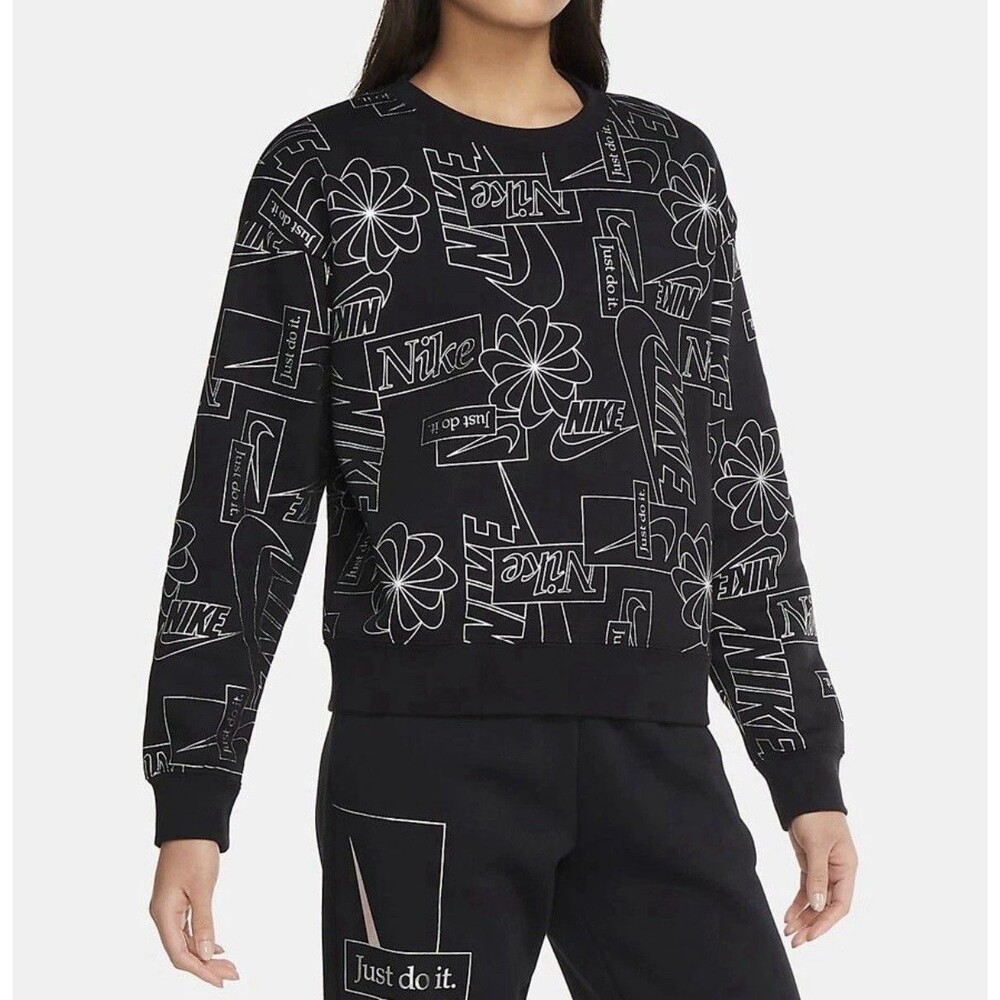 Nike Womens Sportswear Icon Clash Crew DM1743-010 Black Sz S